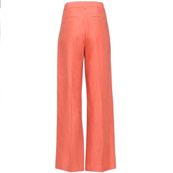 Aritzia Wilfred Effortless Linen Wide leg Pant in Warm Sienna Red Size 12 - Picture 3 of 12